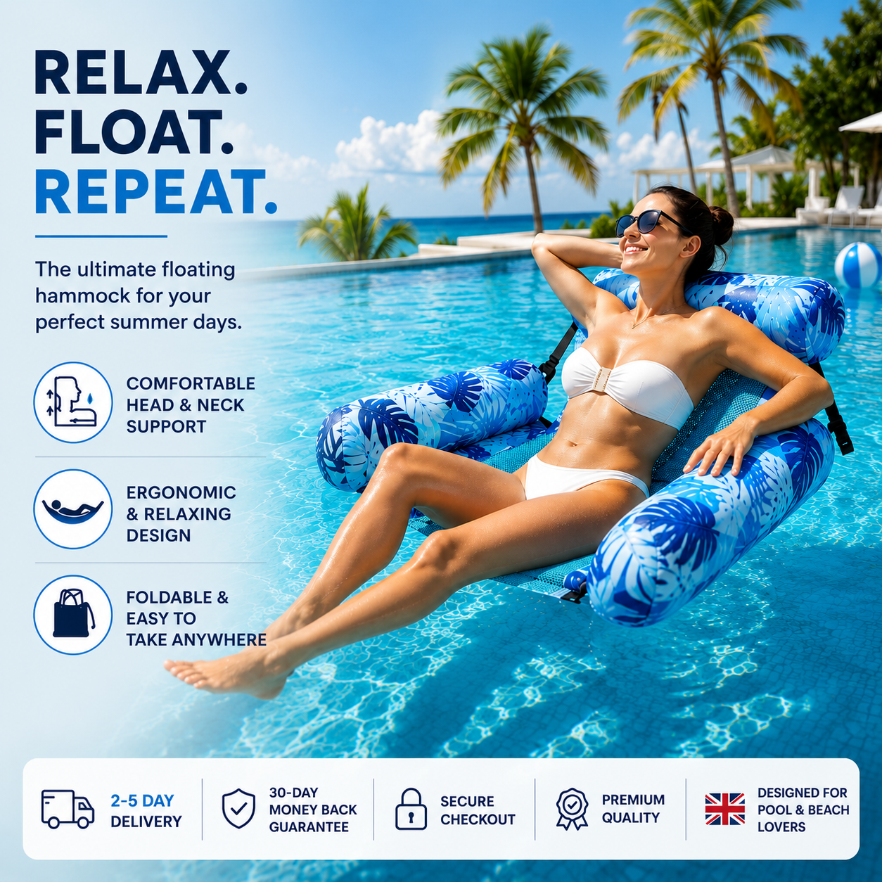 SeaRelax Floating Water Hammock  Pool & Beach Lounger